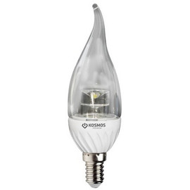 Лампа KOSMOS premium LED 4Вт СВЕЧА НА ВЕТРУ ПРОЗРАЧНАЯ E14 230v 4500K