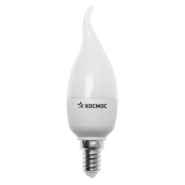 Лампа светодиодная KOSMOS LED CW 7Вт 220В E14 3000К свеча на ветру Экономка Космос Eco_LED7wCWE1430