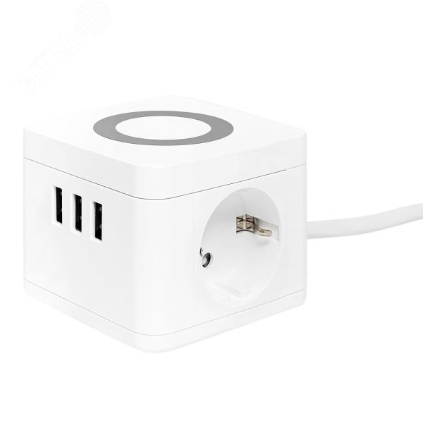Удлинитель Куб 2 гнезда 3USB 2,4А+зарядное устройство 1,3 метра 1мм2