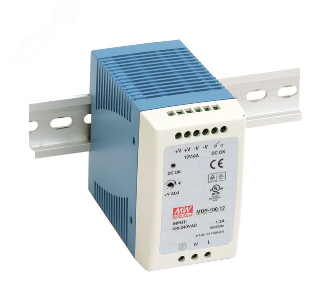 Блок питания AC-DC, 100Вт, вход 85-264V AC, 47-63Гц,120-370В DC, выход 24В,0-4A, рег. вых=0-+20%Uном, в кожухе на DIN-рейку