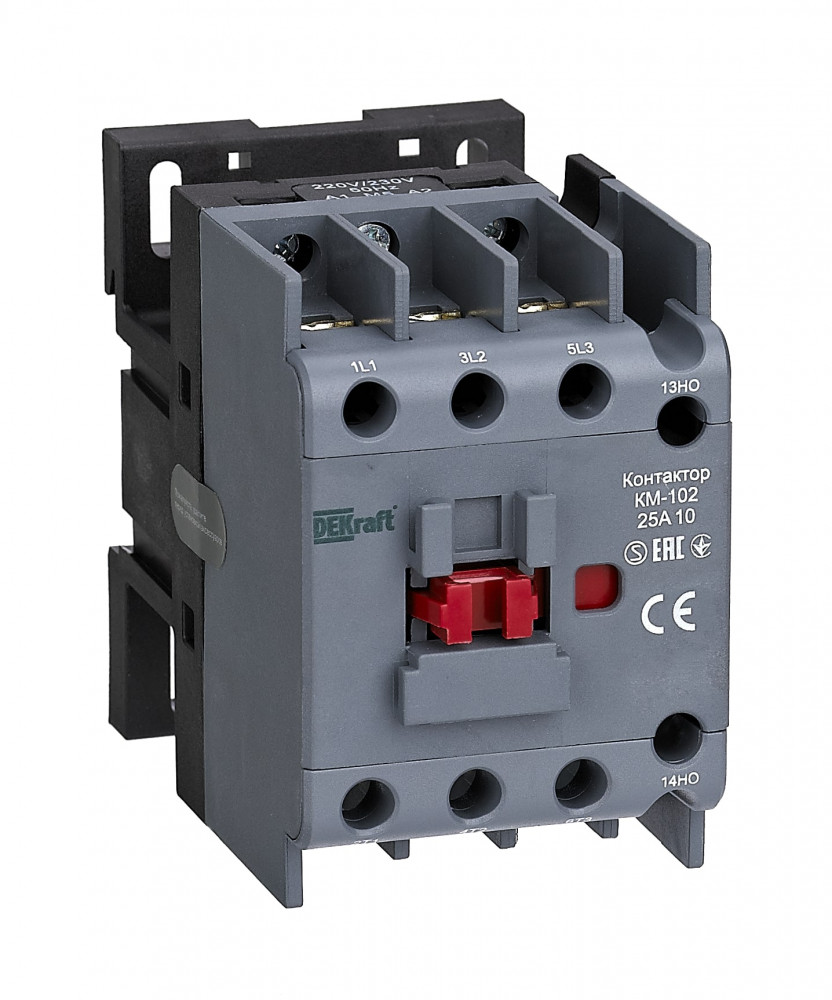 Контактор 12А 230В_АС АС3_ АС4 1НО+1НЗ КМ-102