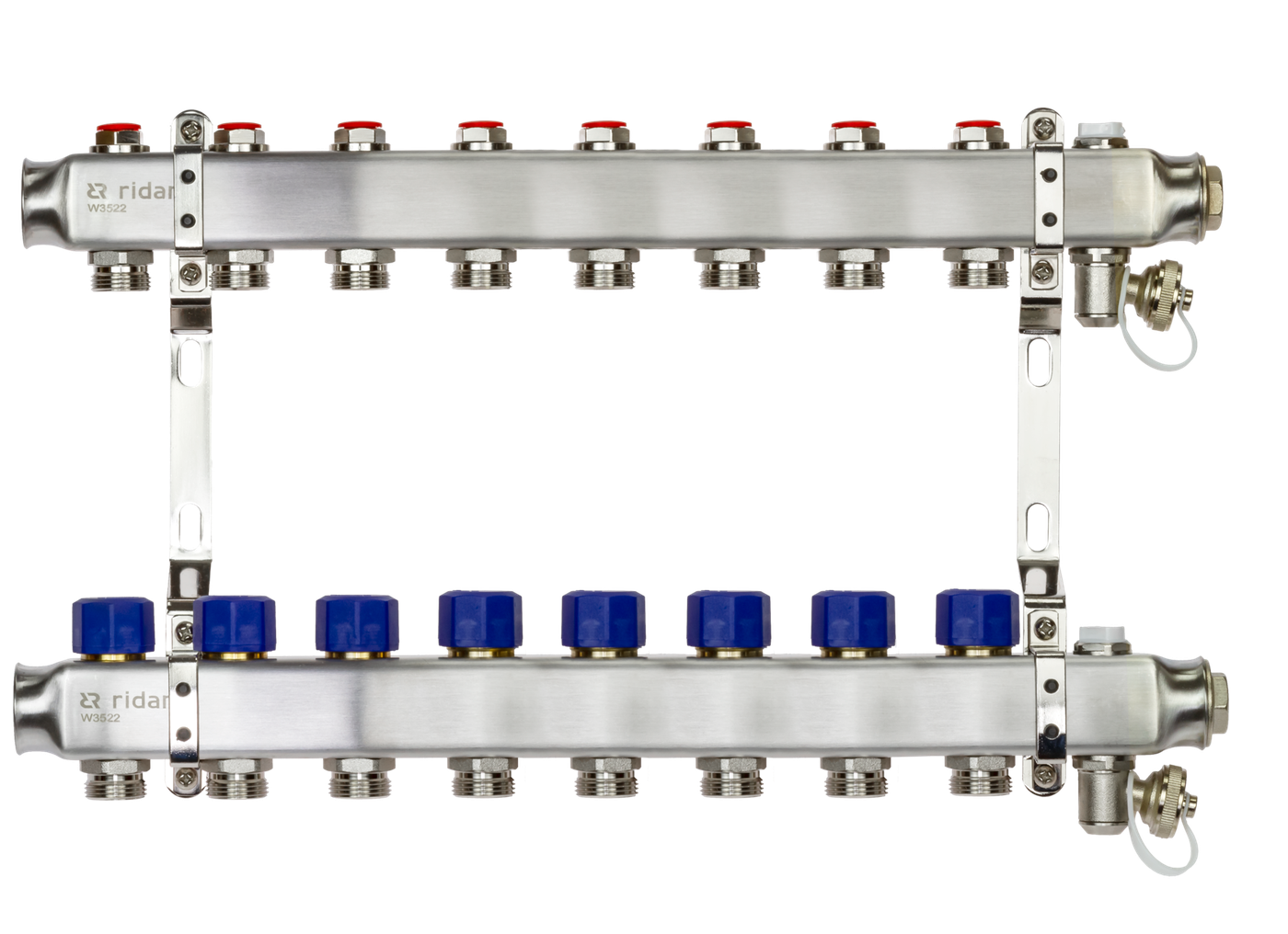 Коллекторная группа FHF-11RF set 11 контуров 1'x3/4' с расходомерами, воздухоотводчиками и кронштейнами