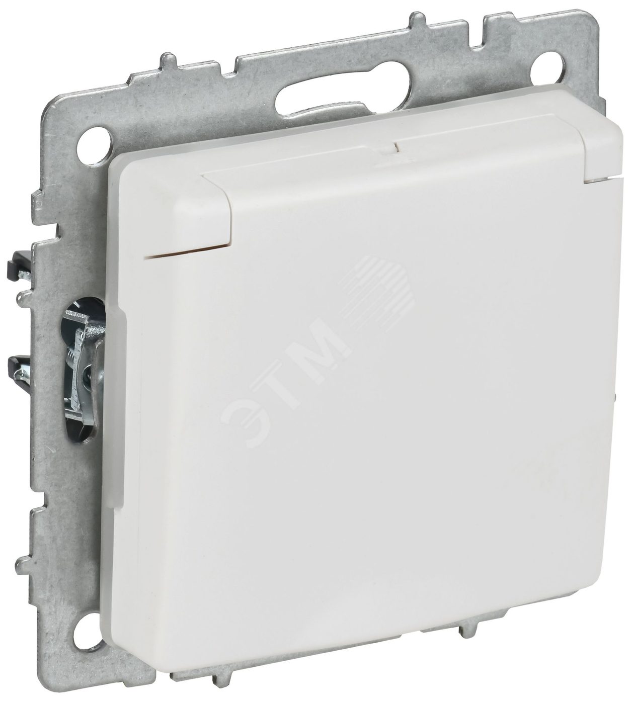 BRITE Розетка 1-местная с заземлением с защитными шторками и крышкой 16А IP44 РСбш10-3-44-БрАБ арктический белый