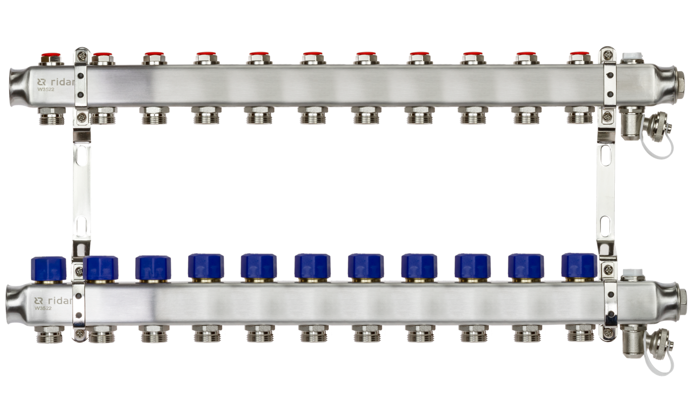 Коллекторная группа SSM-11R set 11 контуров 1'X3/4' с термостатическими клапанами и кронштейнами