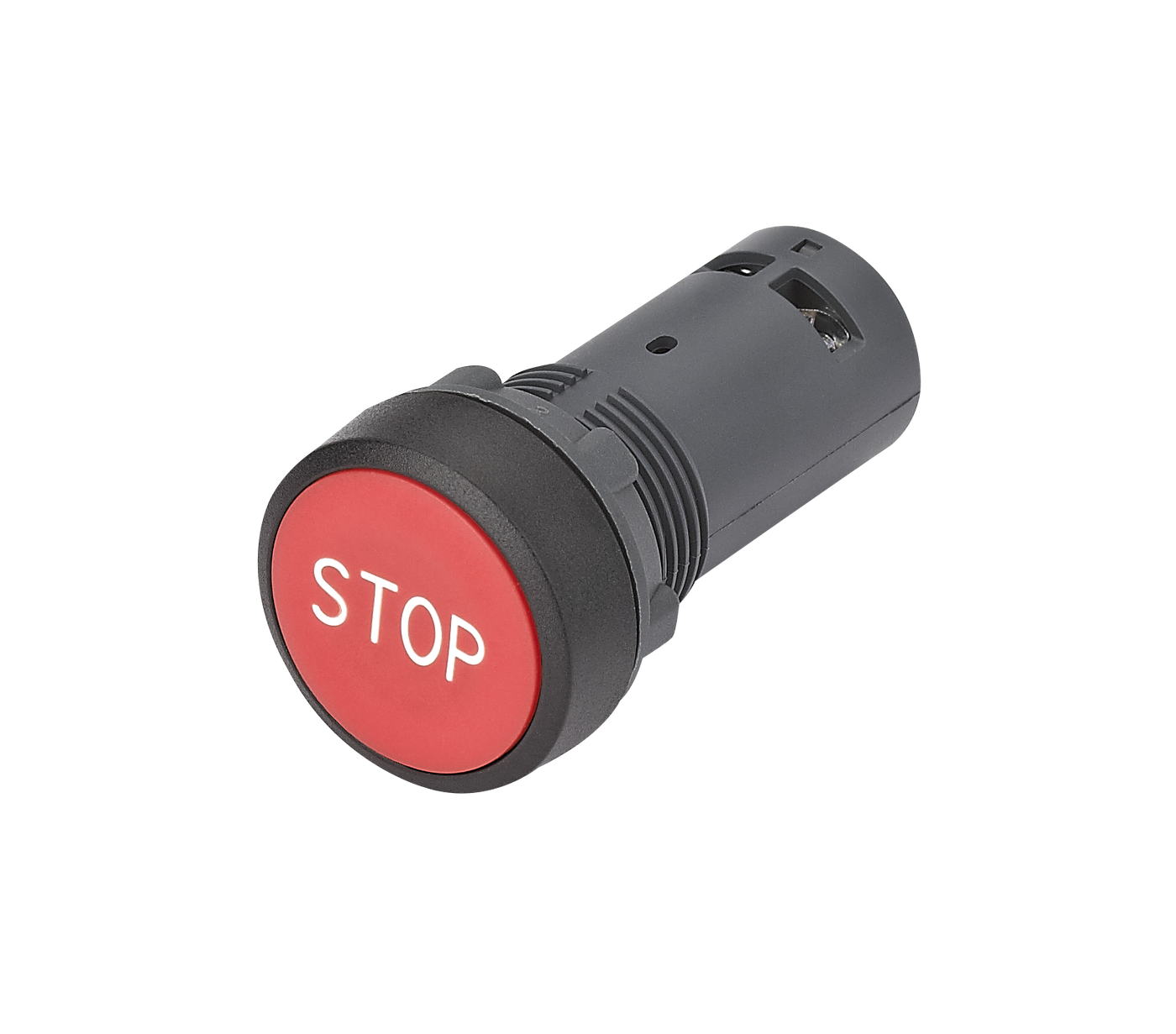 Кнопка моноблочная 22мм красная с возвратом, с маркировкой STOP, пластик, 1НЗ, IP65 SB7
