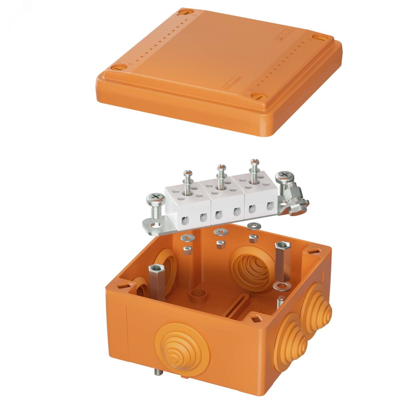 Коробка пластиковая FS с гладкими стенками и клеммниками  IP56 100х100х50мм  4р  450V 6A  4мм.кв