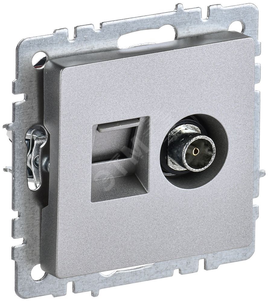 BRITE Розетка двойная TV+RJ45 кат.5E РТВ/РК12-БрА алюминий