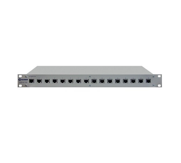 "Блок защиты от импульсных перенапряжений 16-ти портов локальной сети Ethernet 10 Base-T/100 Base-TX/1000 Base-T, PoE++, для установки в 19"" стойку высотой 1U, IP20, 482,6х44(1U)х152 мм (УЗИП, грозозащита)"
