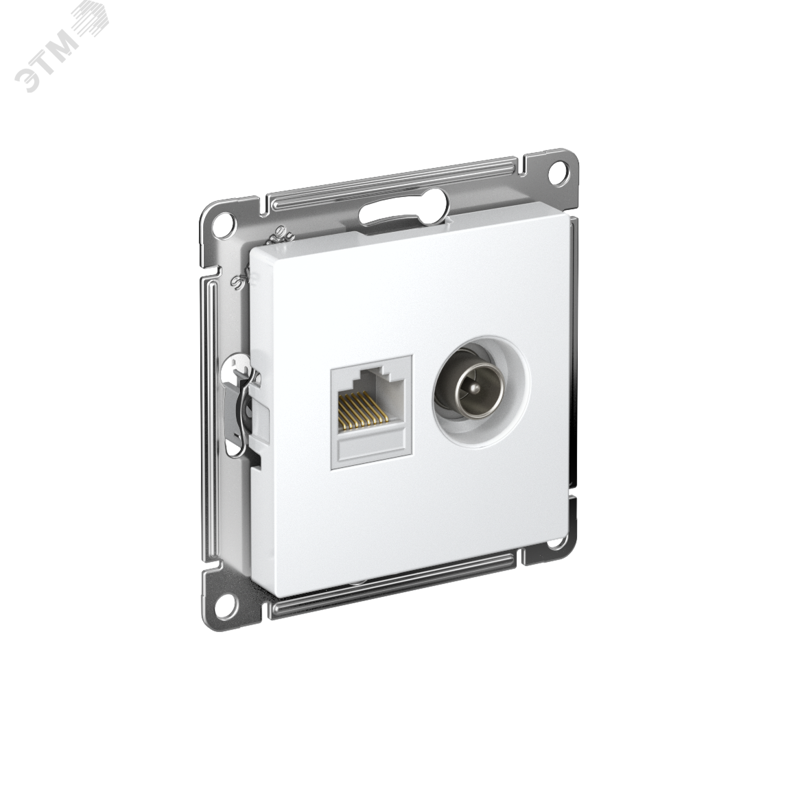 Розетка ATLASDESIGN двойная ТВ + компьютерная RJ45 категория  5Е белый