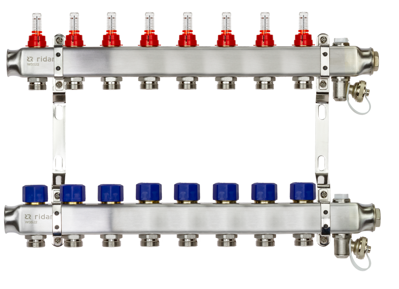 Коллекторная группа SSM-8RF set 8 контуров 1'X3/4' с расходомерами и кронштейнами