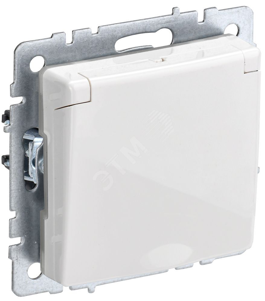 BRITE Розетка 1-местная с заземлением с защитными шторками и крышкой 16А IP20 РСбш10-3-БрБ белый