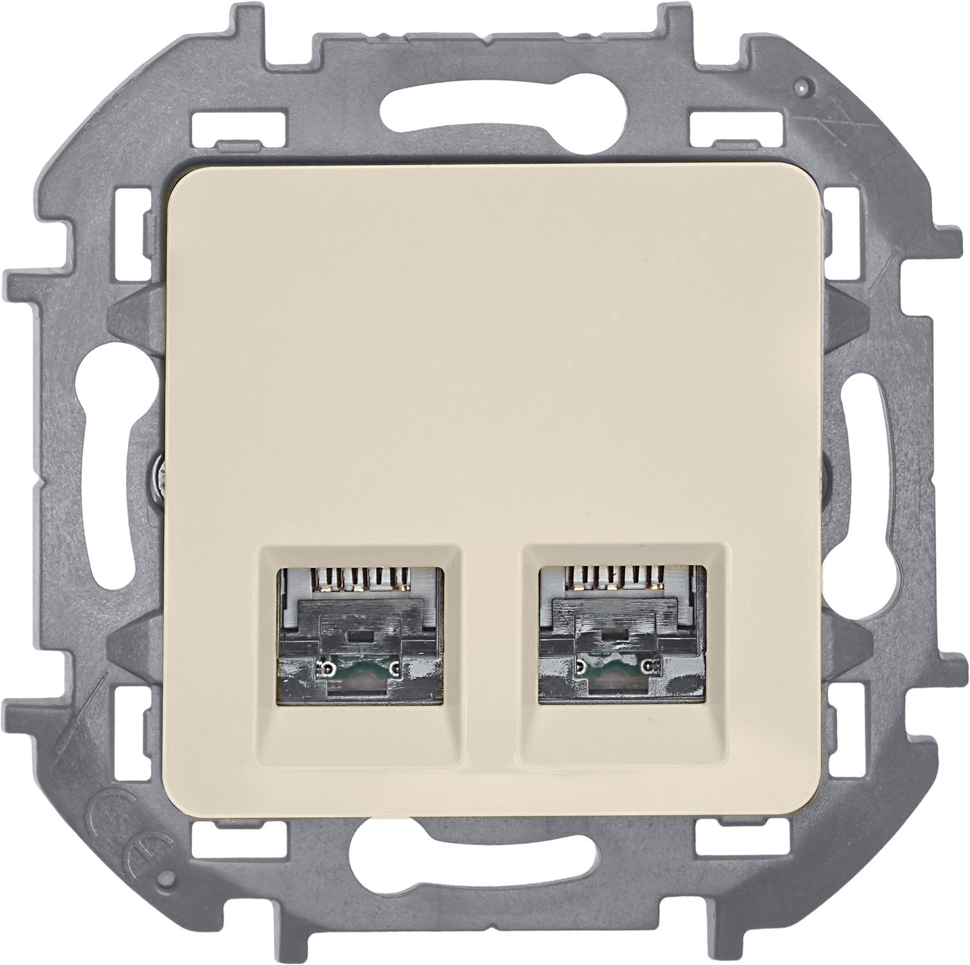 Розетка компьютерная двойная RJ45 категория 5Е UTP слоновая кость INSPIRIA