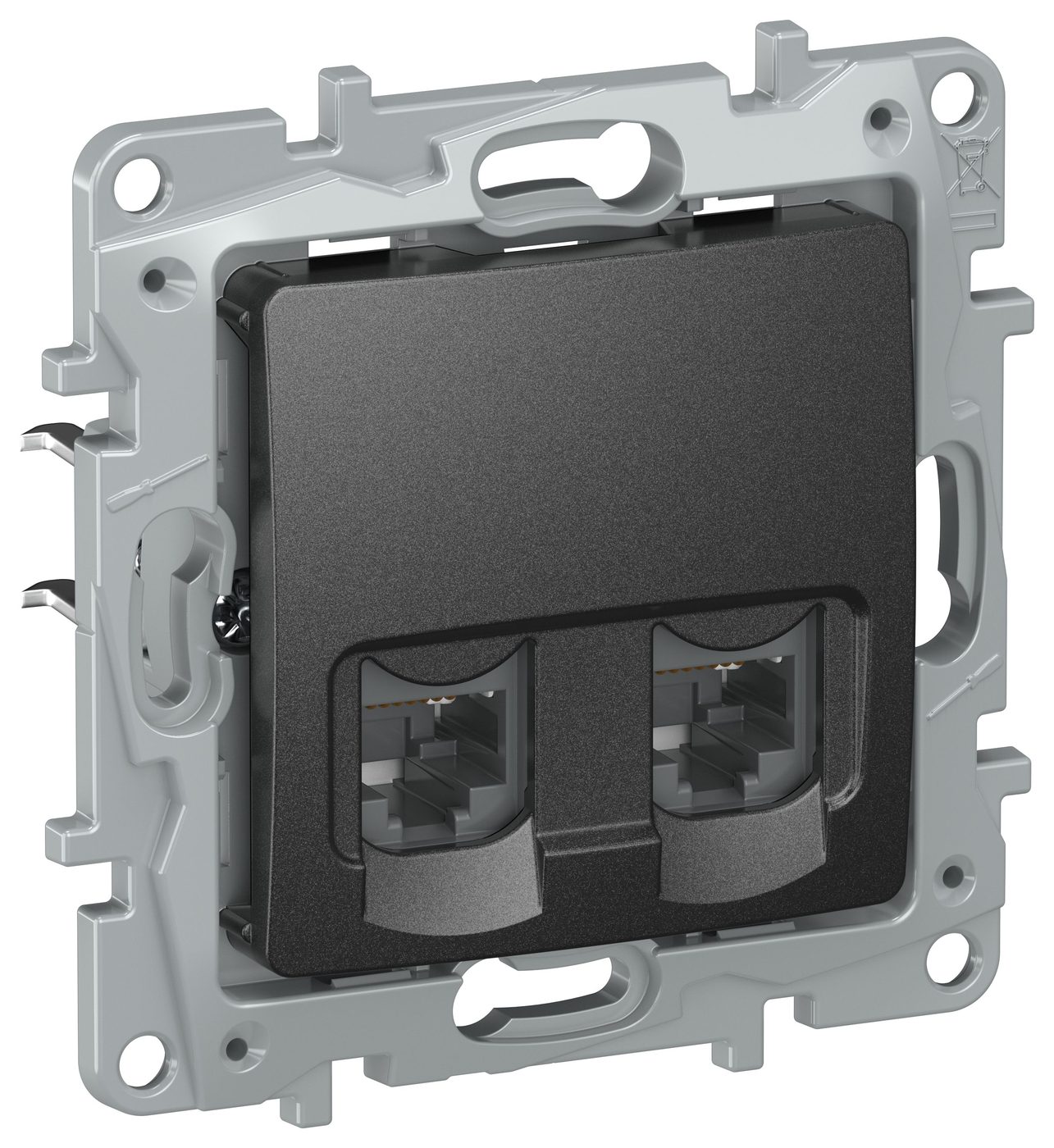 IEKETIKA Розетка компьютерная двойная RJ45 категория 5Е UTP 6726551 антрацит
