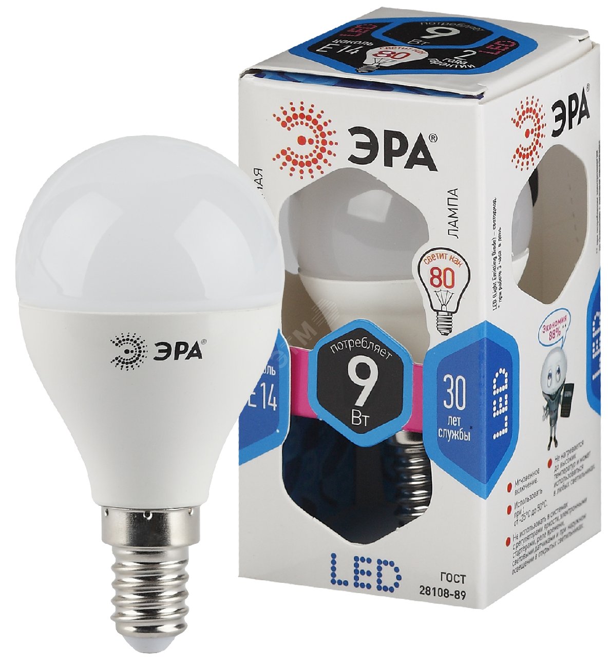 Лампа светодиодная LED 9 Вт 720Лм 4000К шар нейтральный E14 170-265В LED P45-9W-840-E14 Standart