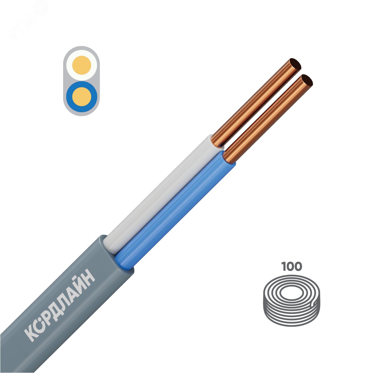 Кабель силовой ВВГ-Пнг(А)-LS 2x1,5ок(N)-0,66 100м ТРТС