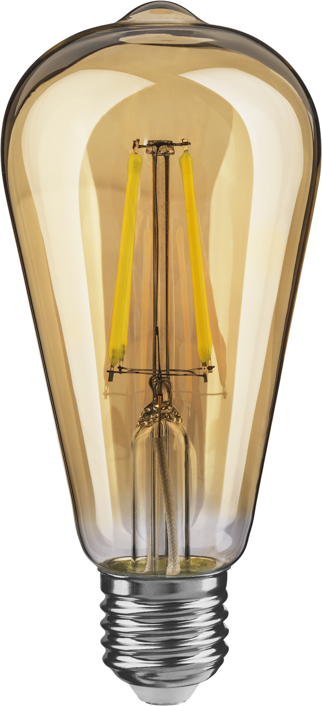 Лампа светодиодная LED 4вт E27 теплый ST64 ретро FILAMENT