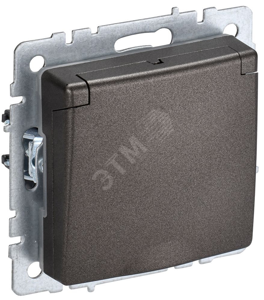 BRITE Розетка 1-местная с заземлением с защитными шторками и крышкой 16А IP20 РСбш10-3-БрТБ темная бронза