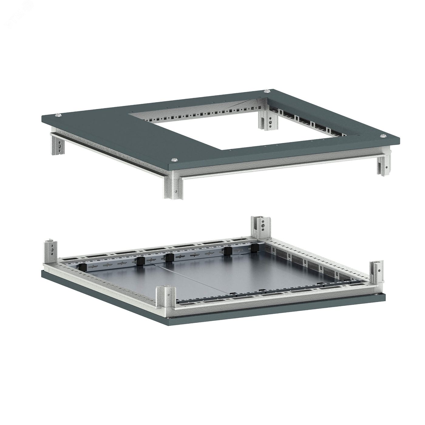 Крыша с фланцем и основание для IT корпусов CQE 600X800. RAL7011
