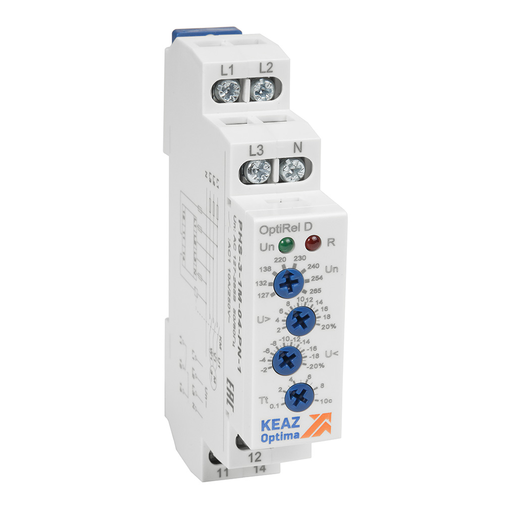 Реле контроля фаз OptiRel D PHS-1-1M-02-PN-1 повышенного и пониженного 1Ф 1СО