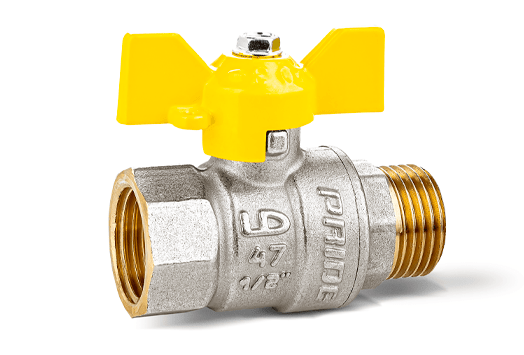 Кран шаровой латунный никелированный 11б27п Ду15 Ру40 (1/2') ВН бабочка GAS