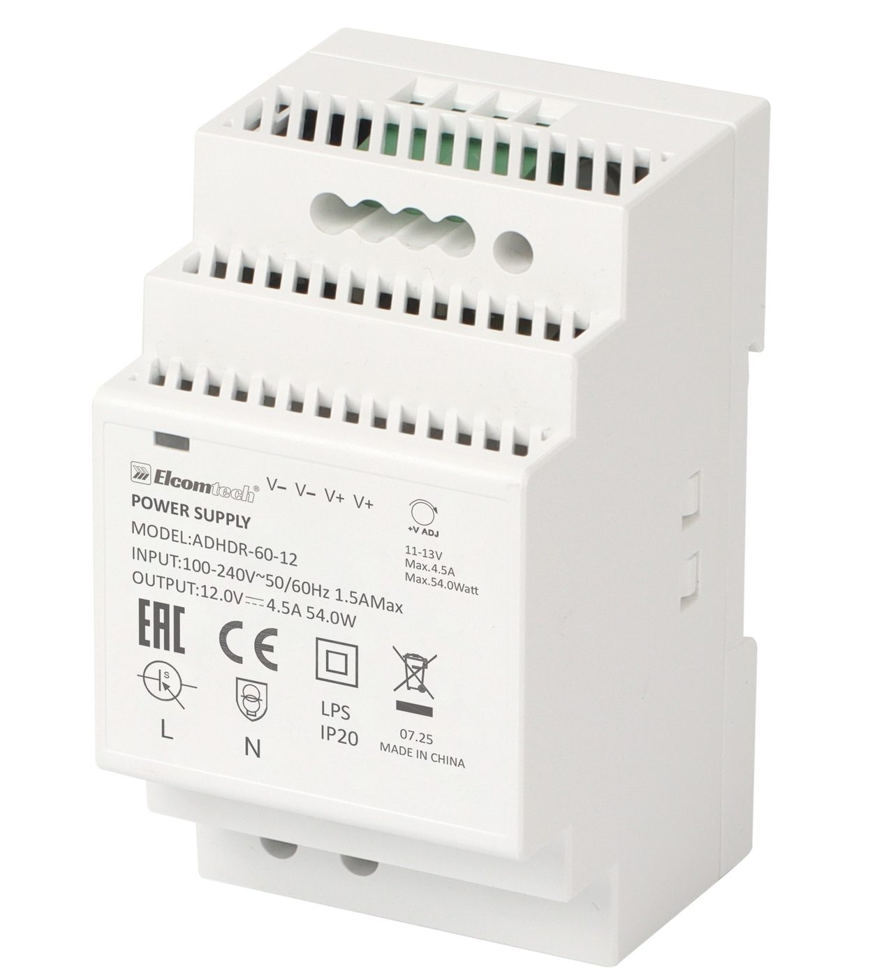 Источник питания на DIN рейку  AC/DC 54W вход 100-240V,выход 12V 4,5A AD