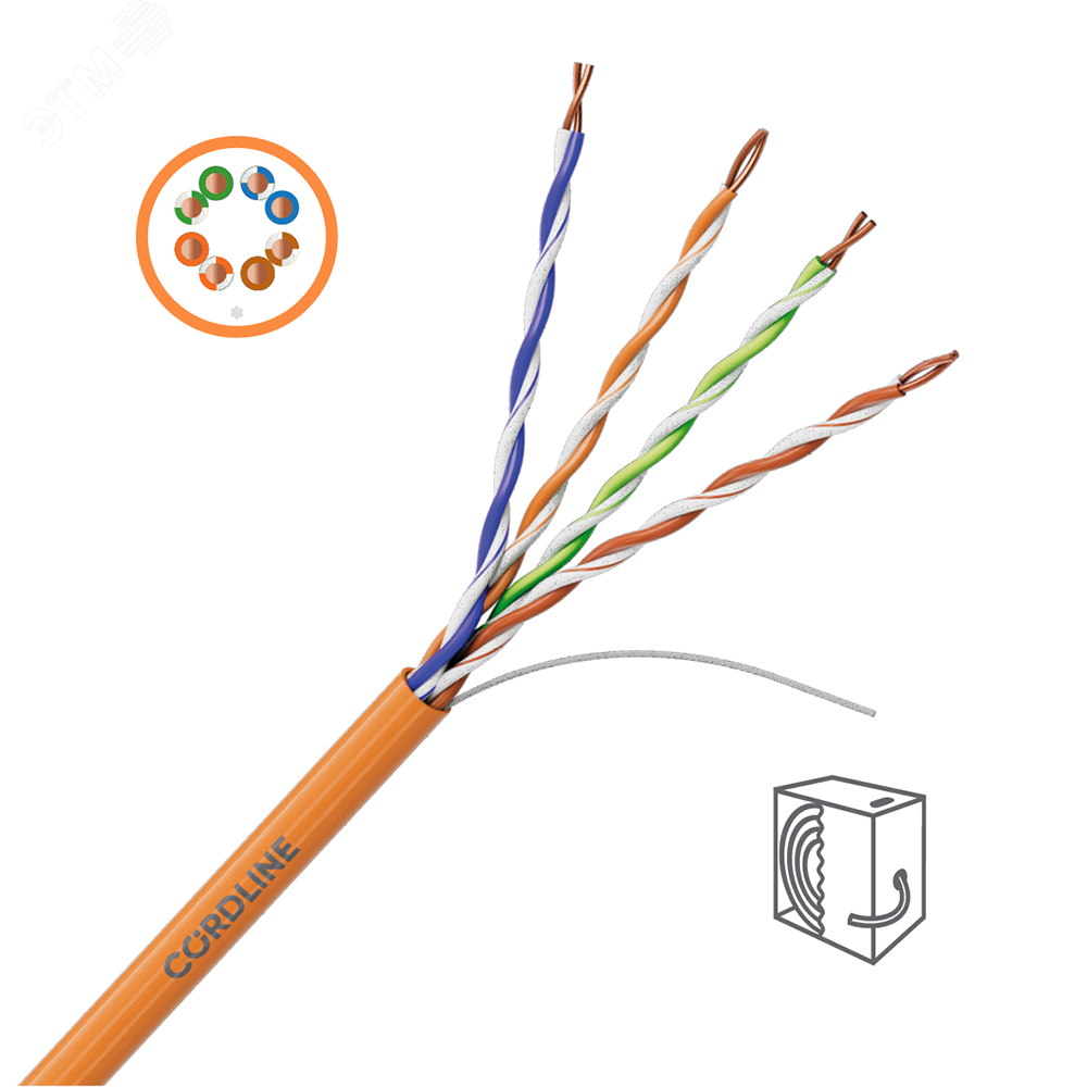 Кабель витая пара СORDLINE F/UTP 5e Сu 4х2х0.48 PE OUT MID черный 305м