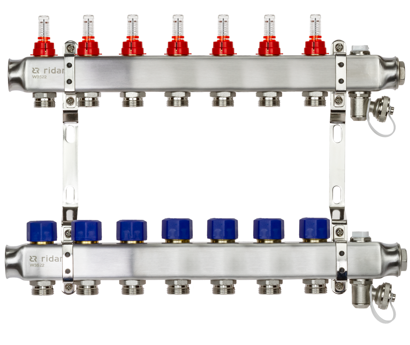 Коллекторная группа SSM-7RF set 7 контуров 1'X3/4' с расходомерами и кронштейнами