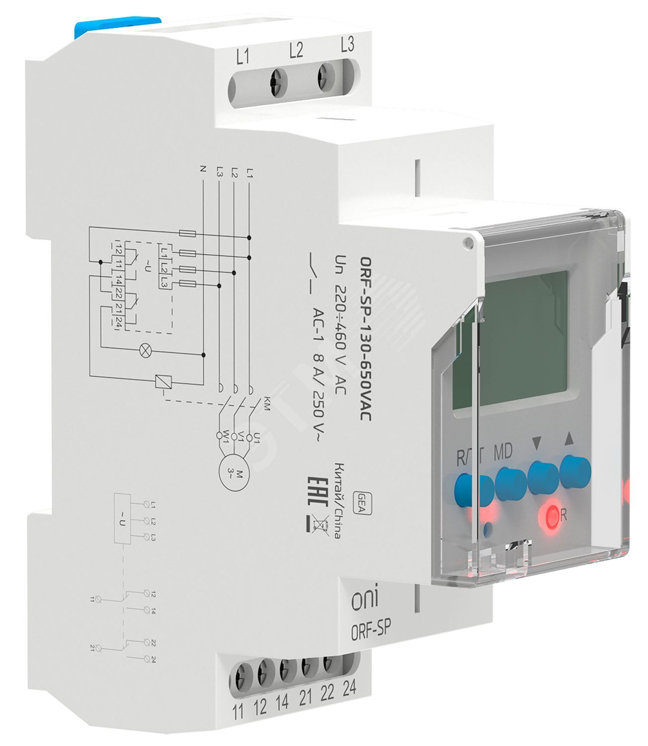 Реле контроля фаз ORF-SP 3 фазы 2 контакта 130-650В AC