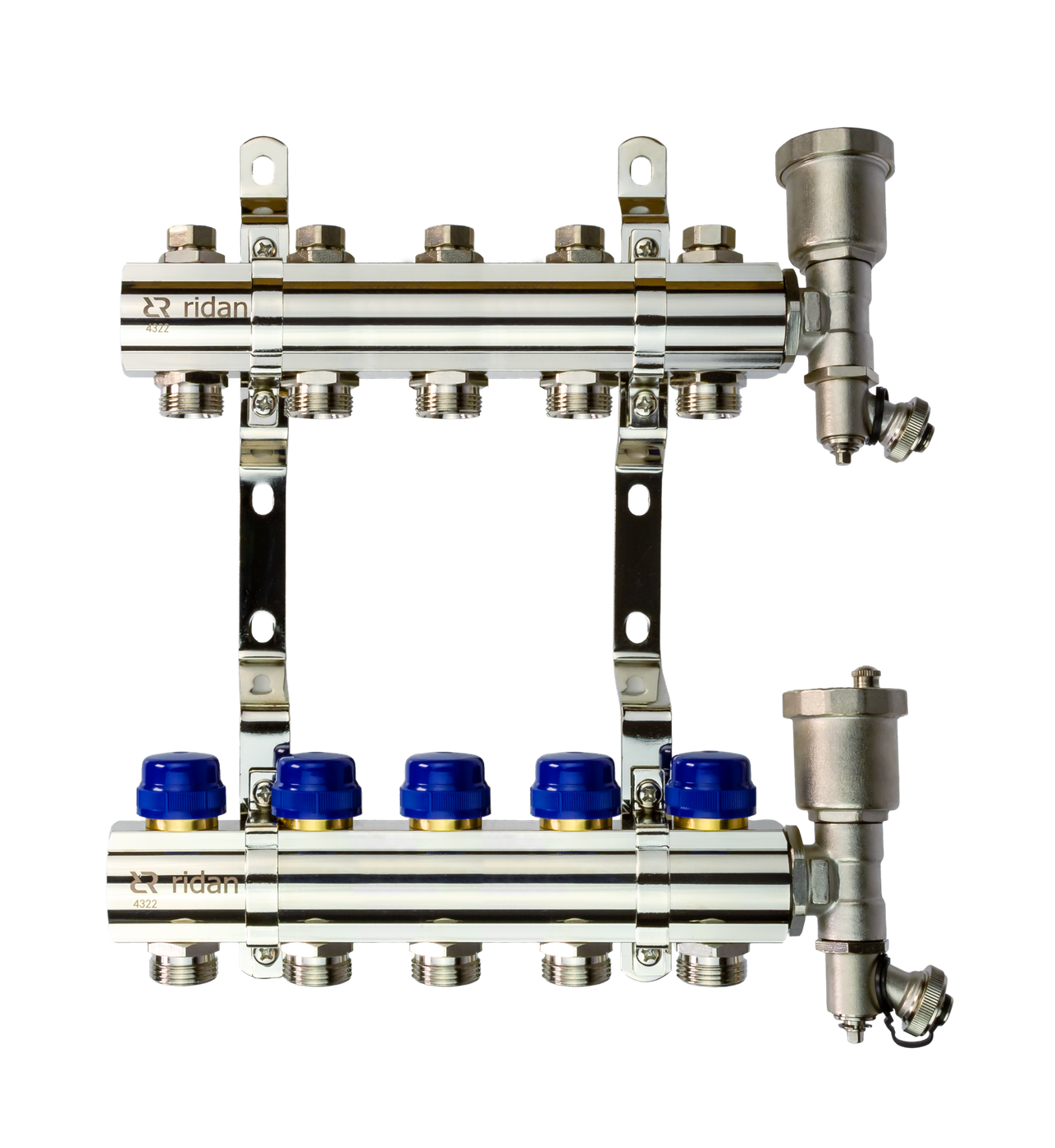 Коллекторная группа FHF-5R set 5 контуров 1'x3/4' c воздухоотводчиками и кронштейнами