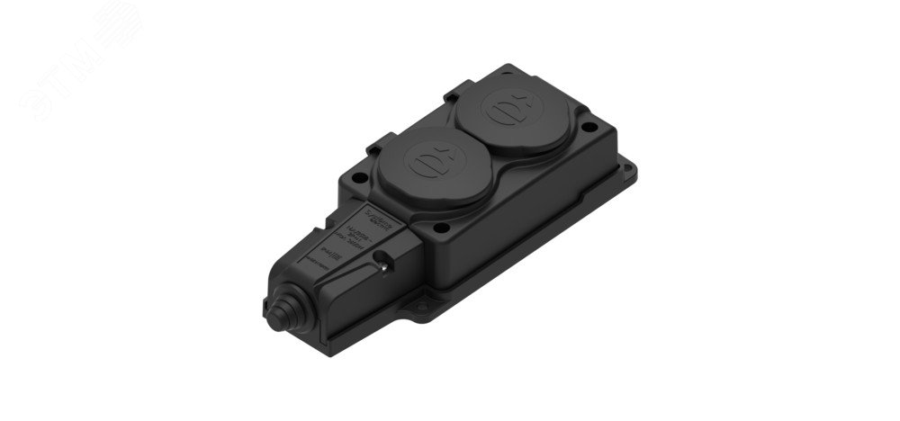 Колодка 2х розетка двойная 2К+З каучуковая        16А/250В IP44 Чёрная MultiSet
