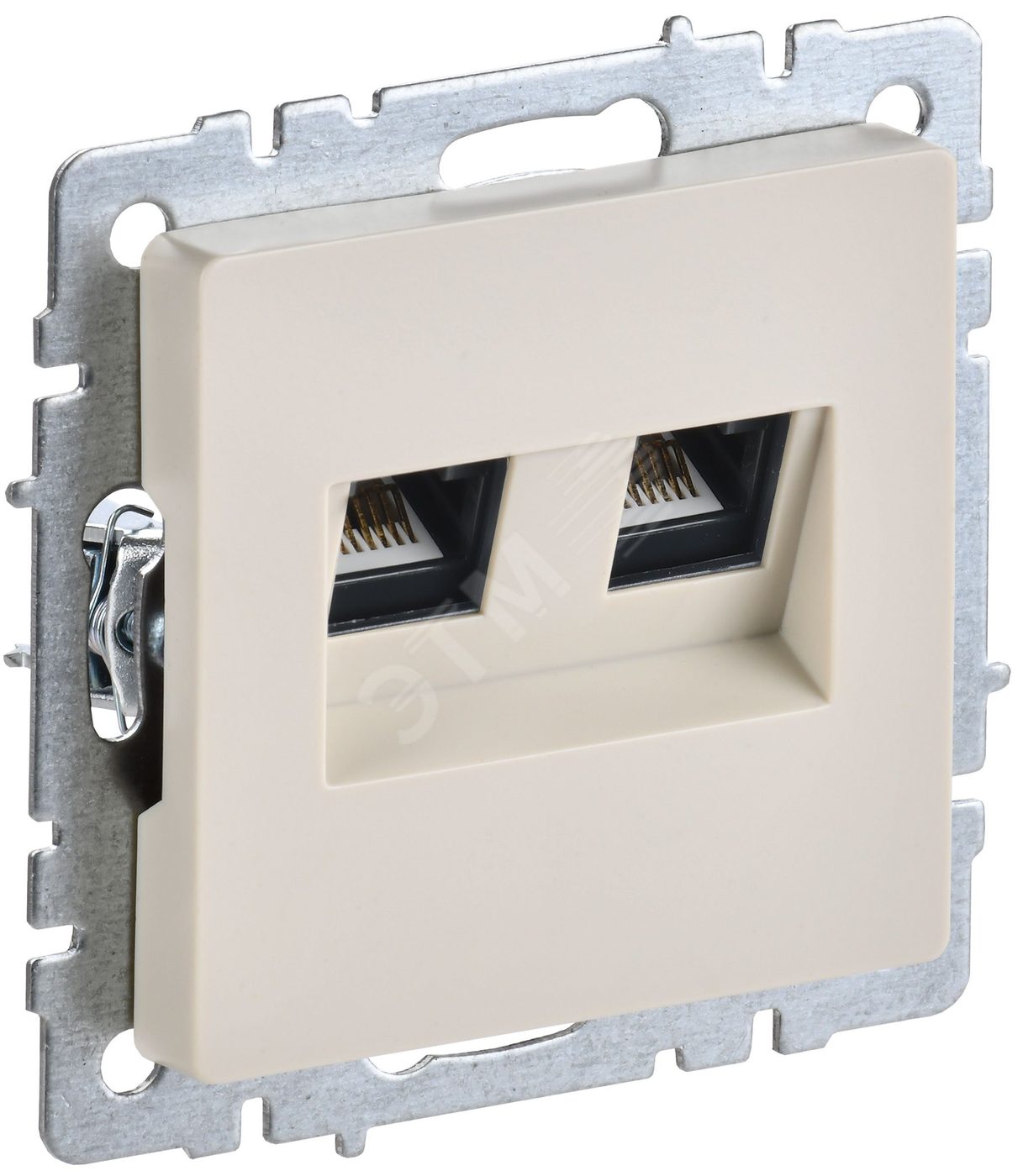 BRITE Розетка компьютерная двойная RJ45 кат.5E РК10-2-БрКр бежевый