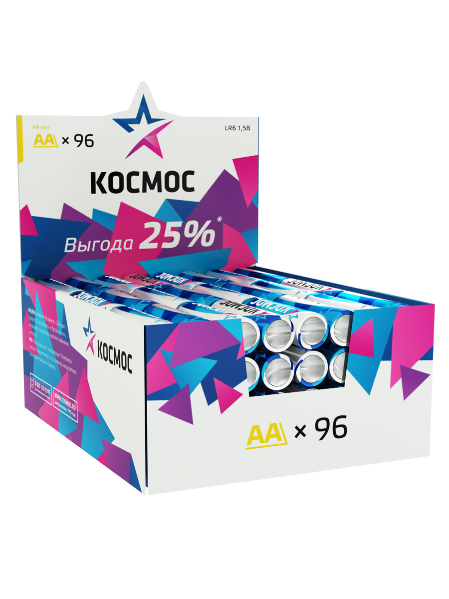 Батарейка алкалиновая пальчиковая АА LR6 упаковка 96 шт