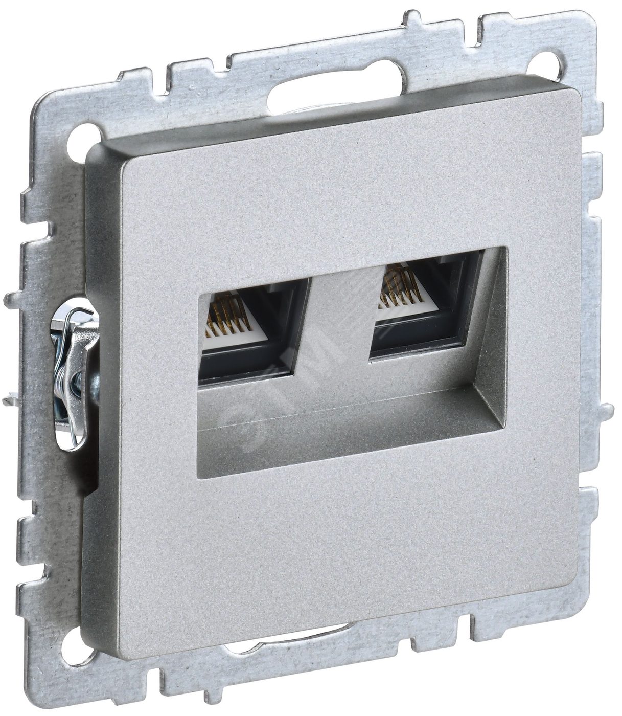 BRITE Розетка компьютерная двойная RJ45 кат.5E РК10-2-БрА алюминий