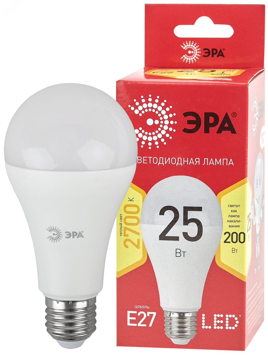 Лампа светодиодная LED 25 Вт 2000Лм 2700К груша теплый E27 220-240В LED A65-25W-827-E27 Red Line