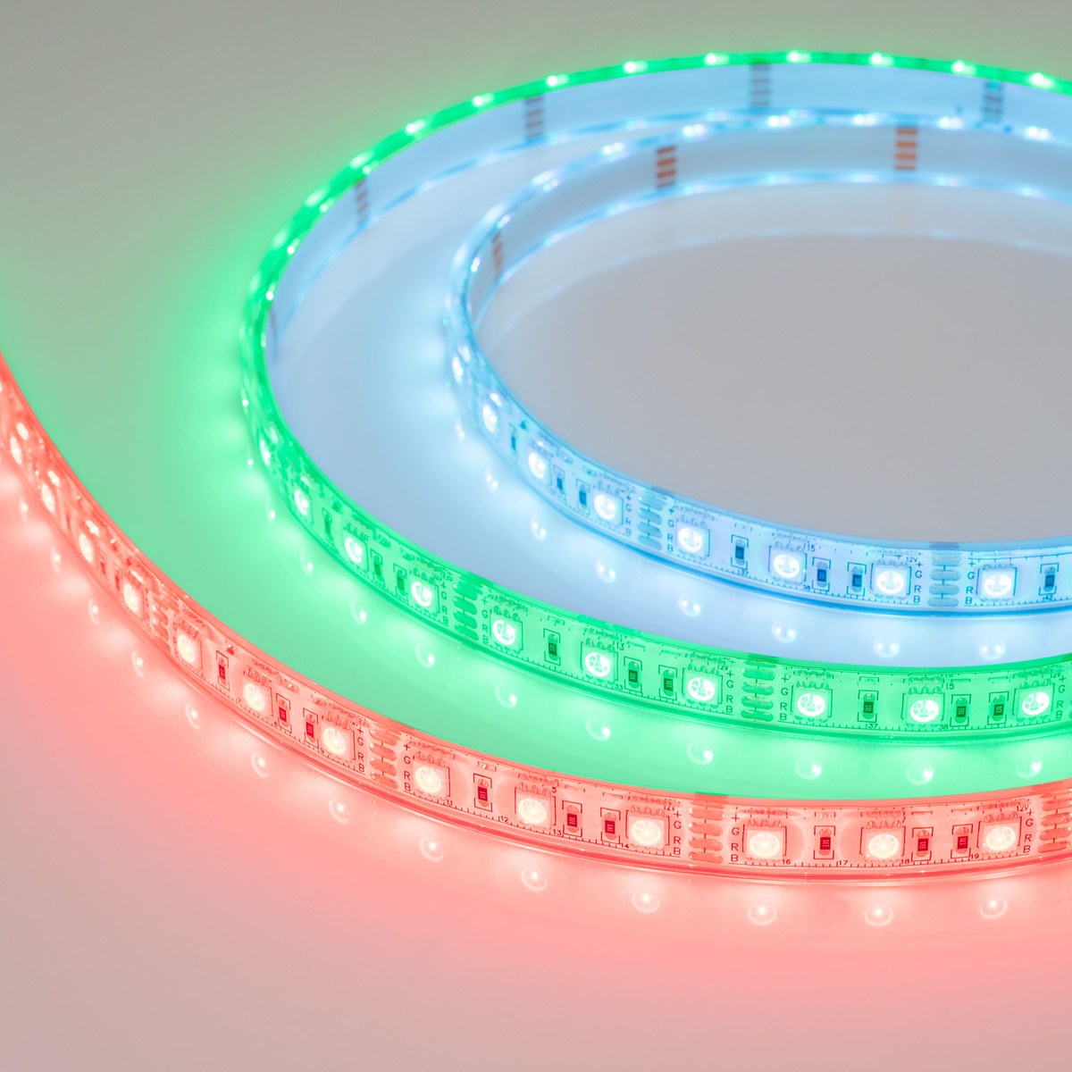 Светодиодная лента герметичная RTW-PU-B60-12.5mm 12V RGB (14.4 W/m, IP68, Wire 2m, 5m)