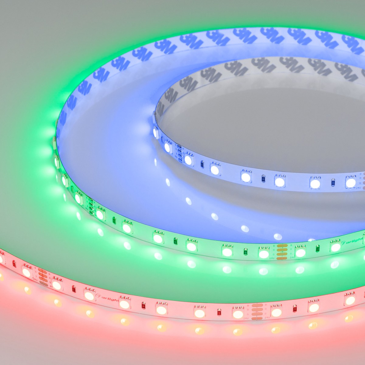 Светодиодная лента RT-B60-10mm 24V RGB (14.4 W/m, IP20, 5060, 5m)