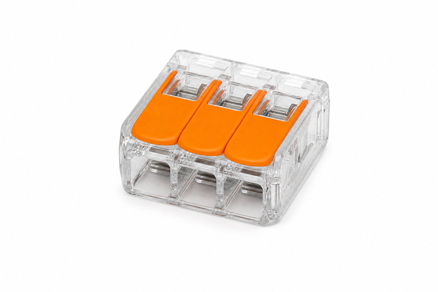 Клемма WAGO 221-413 COMPACT на 3 провода 0,2–4 мм², прозрачная, упаковка 50 шт