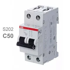 ABB S202 C50 — автоматический выключатель 2P 50 А, C, 6 кА