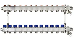 Коллекторная группа SSM-12R set 12 контуров 1'X3/4' с термостатическими клапанами и кронштейнами