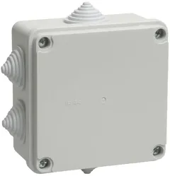 Коробка распаячная КМ41234 для открытой проводки безгалогенная (HF) 100х100х50мм IP55 6 гермовводов серая