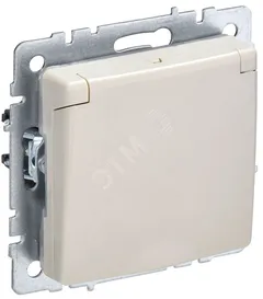 BRITE Розетка 1-местная с заземлением с защитными шторками и крышкой 16А IP20 РСбш10-3-БрКр бежевый