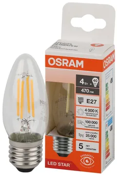LED STAR CL B40 4W/840 220-240V FIL CL E27 470lm - LED лампа свеча OSRAM