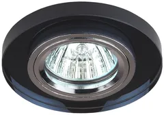 Светильник декор стекло круглое MR16,12V/220V, 50W, хром/черный DK7 CH/BK