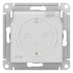 Розетка ATLASDESIGN AQUA с заземлением со шторками с крышкой 16А IP44 механизм белый