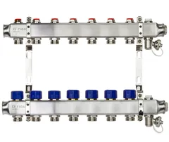 Коллекторная группа SSM-7R set 7 контуров 1'X3/4' с термостатическими клапанами и кронштейнами