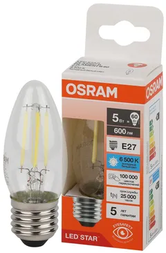 LED STAR CL B60 5W/865 220-240V FIL CL E27 600lm - LED лампа свеча OSRAM