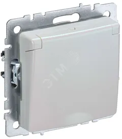 BRITE Розетка 1-местная с заземлением с защитными шторками и крышкой 16А IP20 РСбш10-3-БрЖ жемчуг