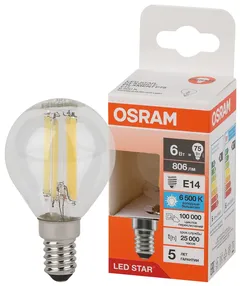 LED STAR CL P 75 6W/865 220-240V FIL CL E14 806lm - LED лампа шарик OSRAM