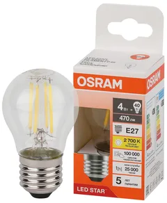 LED STAR CL P 40 4W/827 220-240V FIL CL E27 470lm - LED лампа шарик OSRAM