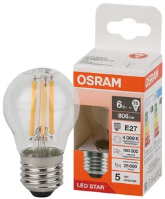 LED STAR CL P 75 6W/840 220-240V FIL CL E27 806lm - LED лампа шарик OSRAM